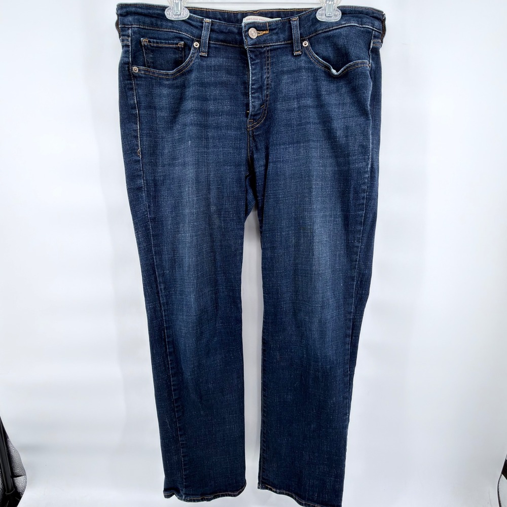 Levi's 414 Classic Straight Jeans Womens 18W M Dark Wash Stretch Blue Denim